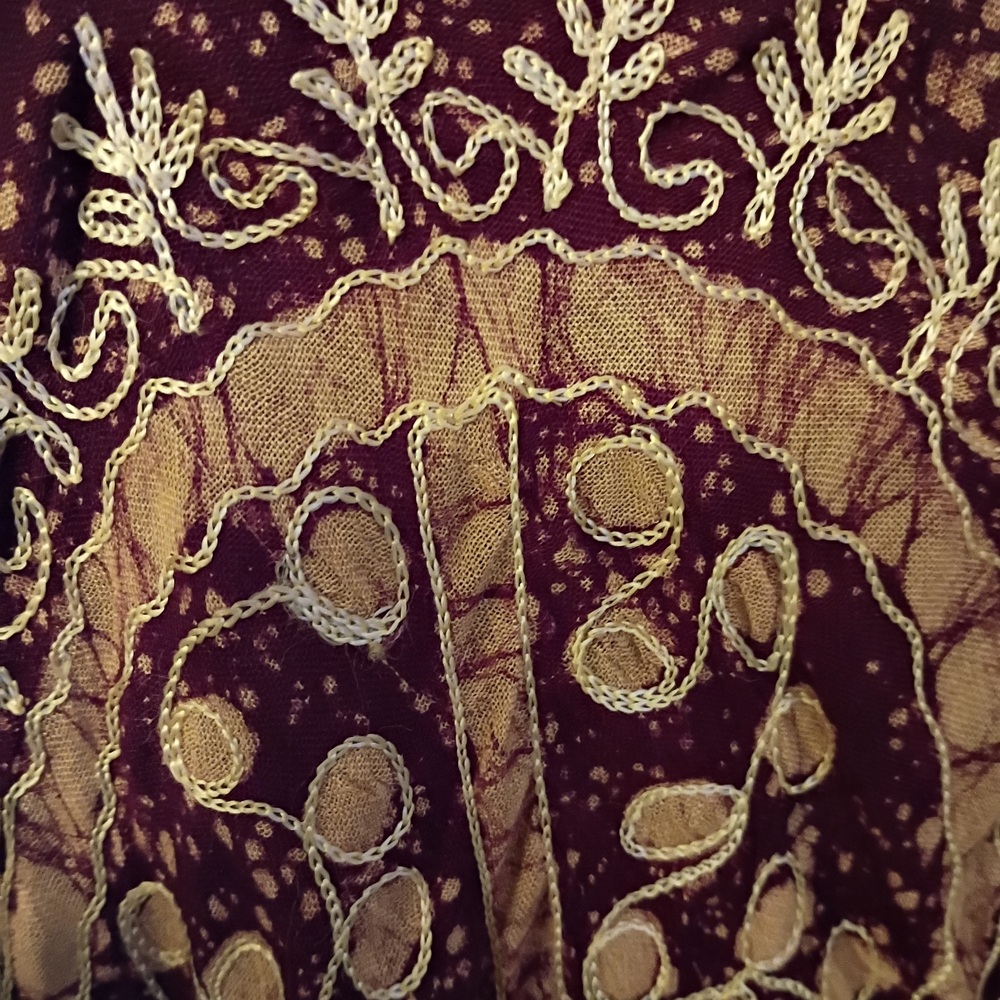 Vacation WearCaribbean Purple and Gold Embroidered Top